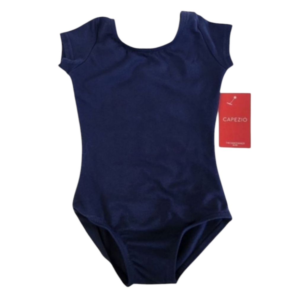 Capezio Girls Short Sleeve Tank Navy‎ Bodysuit One-Piece Ballet Dance Leotard
